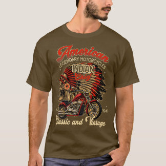 Camiseta Vieja motocicleta india masculina estadounidense