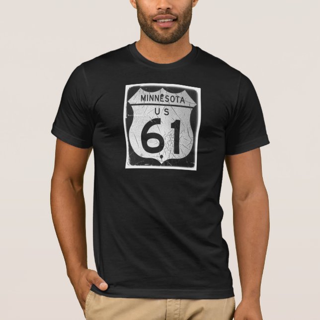 Camiseta Vieja muestra de la carretera 61 (Anverso)