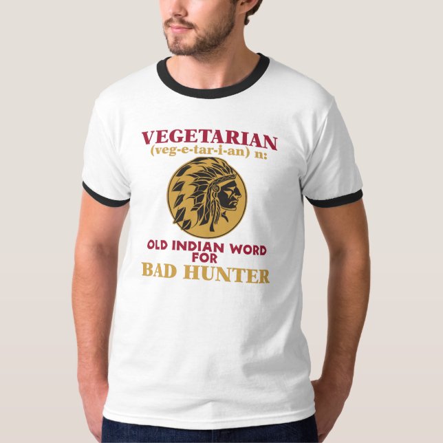 Camiseta Vieja palabra india vegetariana para el mún (Anverso)