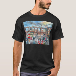 Camiseta Vieja pintura al óleo del tren del viaducto de