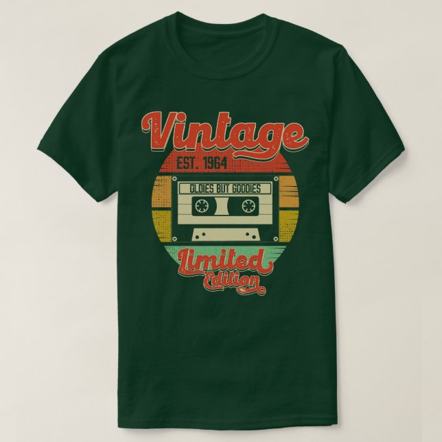 Camiseta Vieja Retro 1964 Cinta De Cassette Oldies Pero Goo (Diseño del anverso)