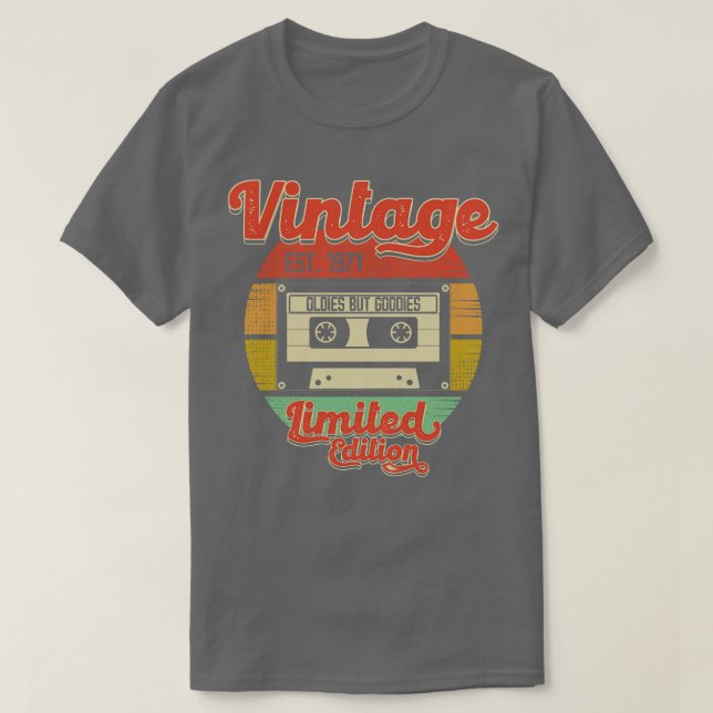 Camiseta Vieja Retro 1971 Cinta De Cassette Oldies Pero Goo (Diseño del anverso)
