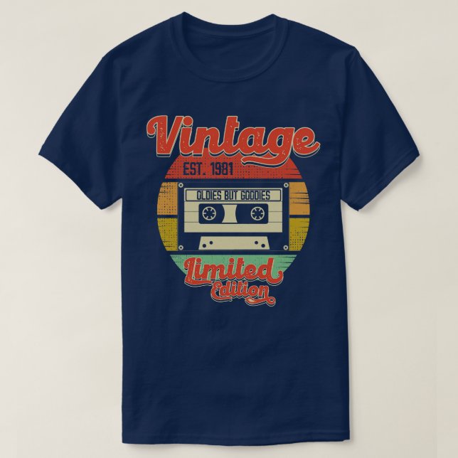 Camiseta Vieja Retro 1981 Cinta De Cassette Oldies Pero Goo (Diseño del anverso)