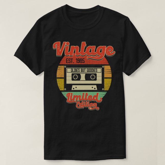 Camiseta Vieja Retro 1985 Cinta De Cassette Oldies Pero Goo (Diseño del anverso)