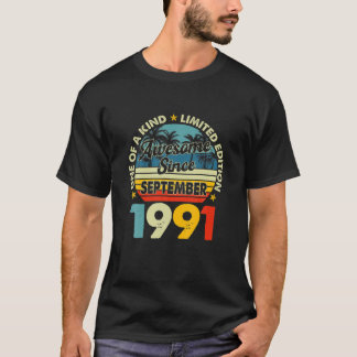 Camiseta Vieja Septiembre De 1991 Retro De 30 Años De Edad 