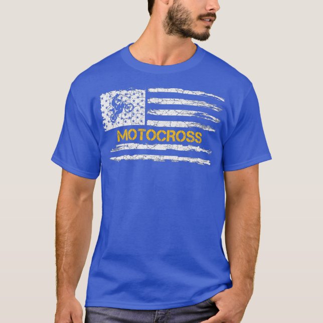 Camiseta Vieja USA Bandera Estadounidense Motocross Dirke B (Anverso)
