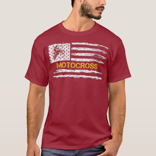 Camiseta Vieja USA Bandera Estadounidense Motocross Dirke B (Anverso)