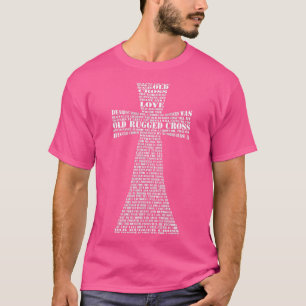 Camiseta Viejas Letras Cruzadas En Forma Cruda Cristiana