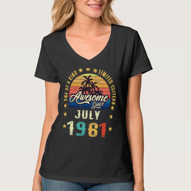 Camiseta Viejo 61º cumpleaños increíble desde julio de 1961 (Anverso)