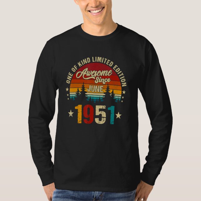Camiseta Viejo 71º cumpleaños increíble desde junio de 1951 (Anverso)