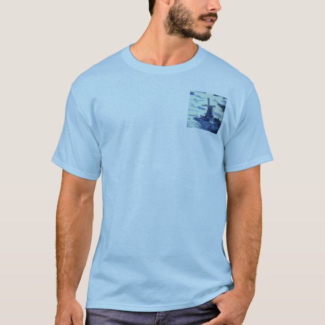 Camiseta Viejo Antiguo Delft Blue Tile - Molino de viento (Anverso)