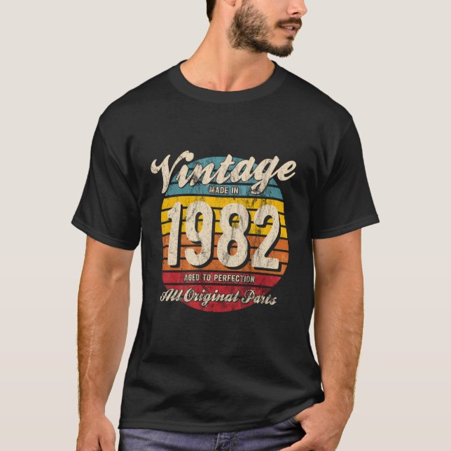 Camiseta Viejo Atardecer 38º Cumpleaños Hecho En 1982 Por (Anverso)
