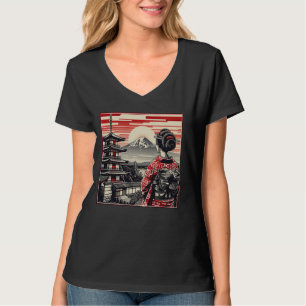 Camiseta Viejo atardecer de arte japonés Monte Fuji Floral