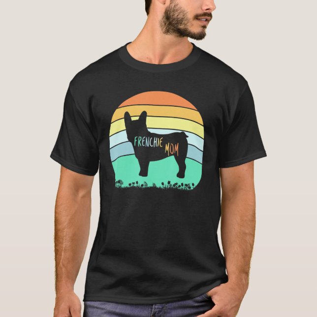 Camiseta Viejo atardecer Orgulloso Bulldog francés Mom Silh (Anverso)