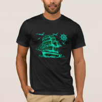 Viejo barco de vela con gráficos verdes