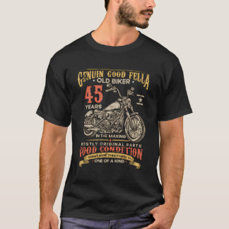Camiseta Viejo Biker 45 Años En La Bicicleta De Cumpleaños 