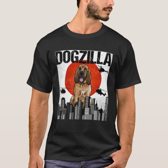 Camiseta Viejo Bloodhound japonés Dogzilla (Anverso)