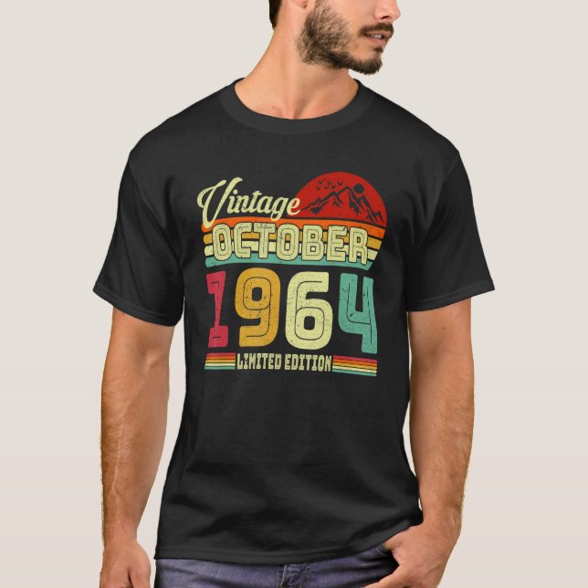 Camiseta Viejo cumpleaños número 58 desde octubre de 1964 (Anverso)