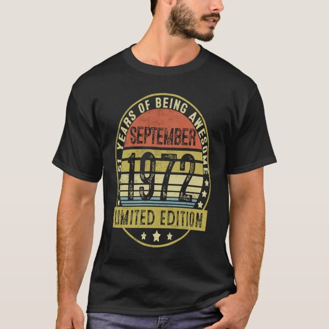 Camiseta Viejo de 51 años Septiembre de 1972 51º cumpleaños (Anverso)