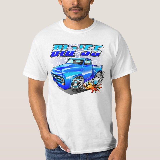 Camiseta Viejo de 'dibujo animado de la camioneta pickup 55 (Anverso)