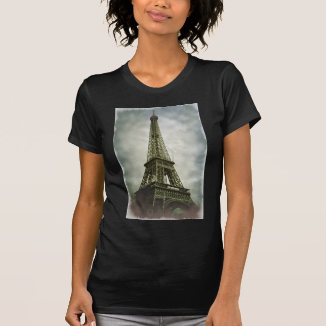 Camiseta Viejo efecto fotográfico Torre Eiffel París (Anverso)