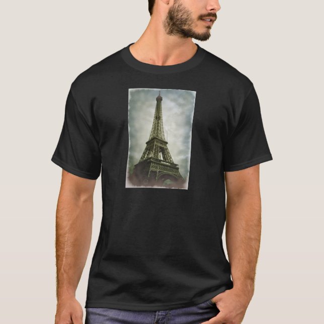 Camiseta Viejo efecto fotográfico Torre Eiffel París (Anverso)