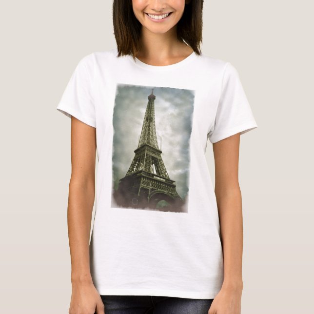 Camiseta Viejo efecto fotográfico Torre Eiffel París (Anverso)