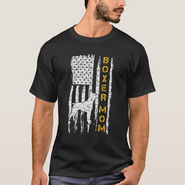 Camiseta Viejo Estados Unidos Bandera Americana Boxer Perro (Anverso)