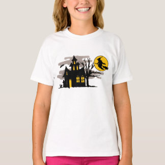 Camiseta Viejo Halloween sobrevolando la casa embrujada