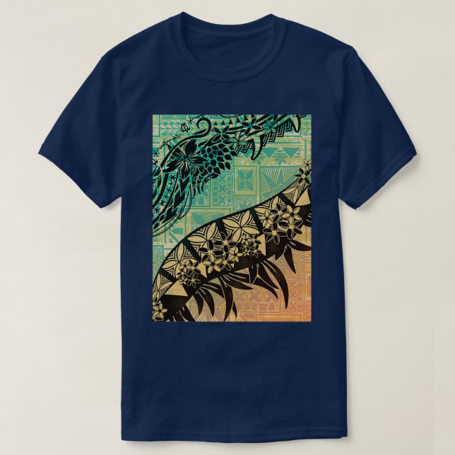 Camiseta Viejo hilo de Tapa Verde azulado de Samoa (Diseño del anverso)