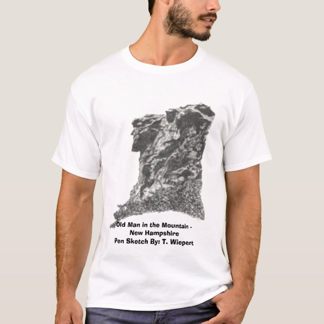 Camiseta Viejo hombre en la montaña - New Hampshire - pluma (Anverso)