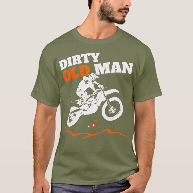 Camiseta Viejo hombre sucio vistió la bicicleta cómica (Anverso)