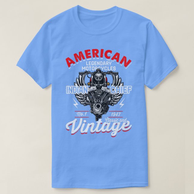 Camiseta Viejo indio de motocicleta estadounidense retro (Diseño del anverso)