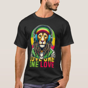 Camiseta Viejo jamaiquino con un amor rasta audífonos de le