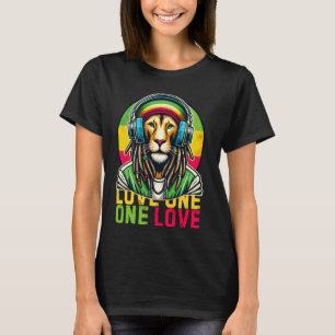 Camiseta Viejo jamaiquino con un amor rasta audífonos de le