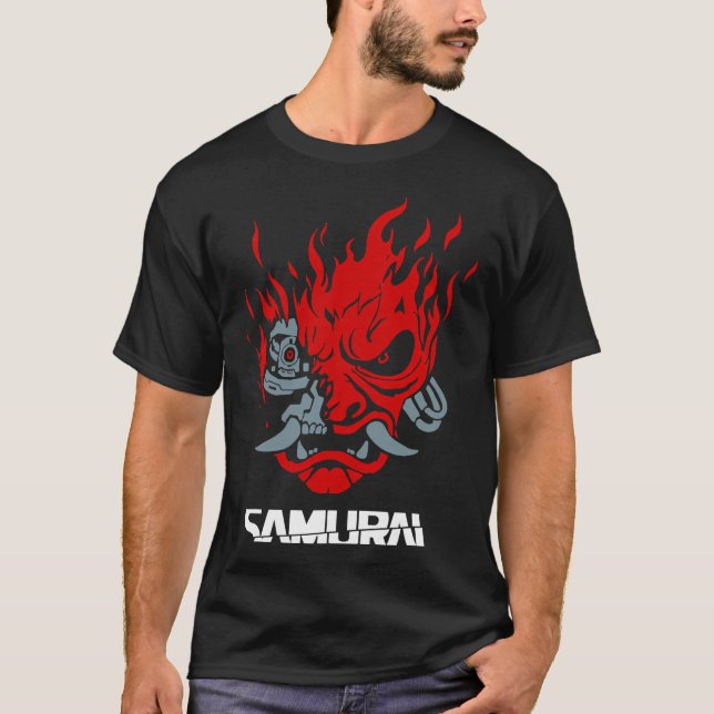 Camiseta Viejo juego de arte Samurai retro japonés 2077 (Anverso)