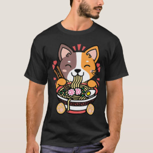 Camiseta Viejo Kawaii Ramen Cat Anime Regalo de comida japo