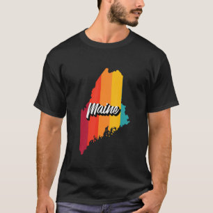 Camiseta Viejo Maine Retro 70s Stripes Maine El Estado De E