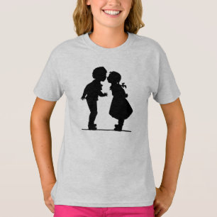 Camiseta Viejo pareja romántica de silueta, niño y chica