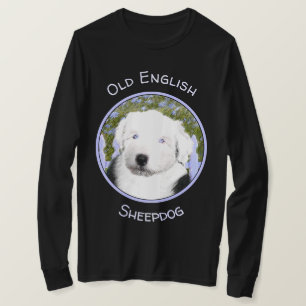 Camiseta Viejo perro pastor inglés con pintura de cachorros