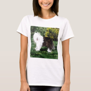 Camiseta Viejo perro pastor inglés pintando arte de perro