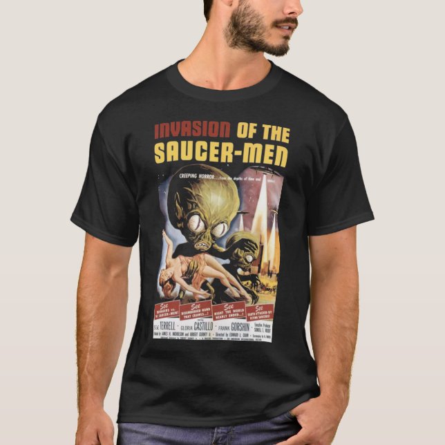Camiseta Viejo poster de cine - invasión del platillo-hombr (Anverso)