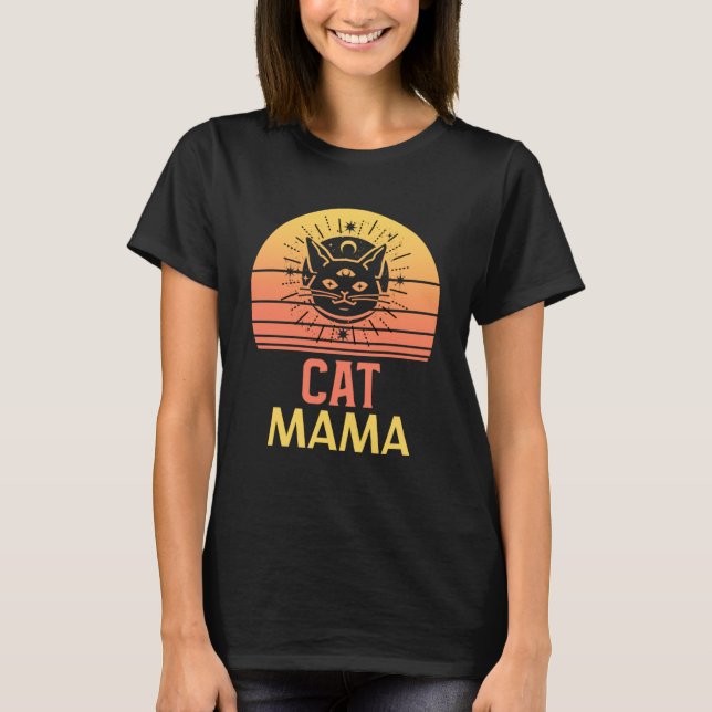 Camiseta Viejo Retro Sunset Ca Cat Mamá Ochenta Gato 6 (Anverso)