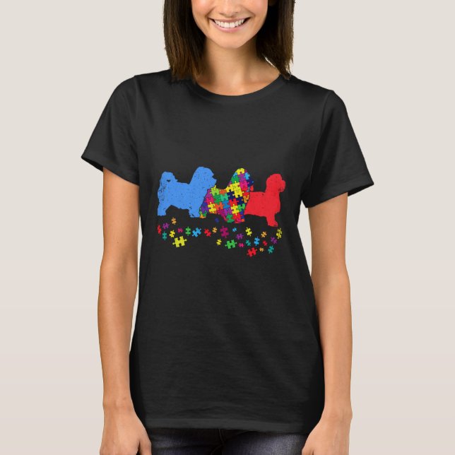Camiseta Viejo rompecabezas maltés de autismo Perro de conc (Anverso)