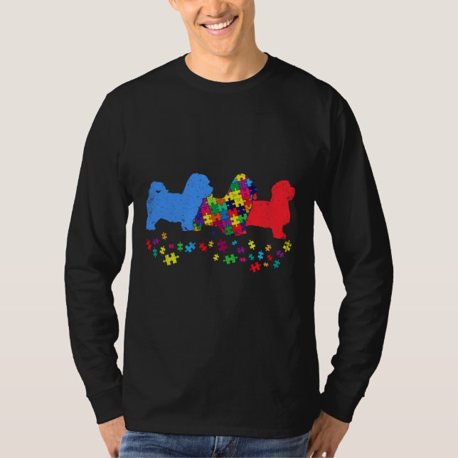 Camiseta Viejo rompecabezas maltés de autismo Perro de conc (Anverso)