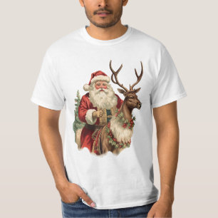 Camiseta Viejo Santa Claus montando Navidades de renos