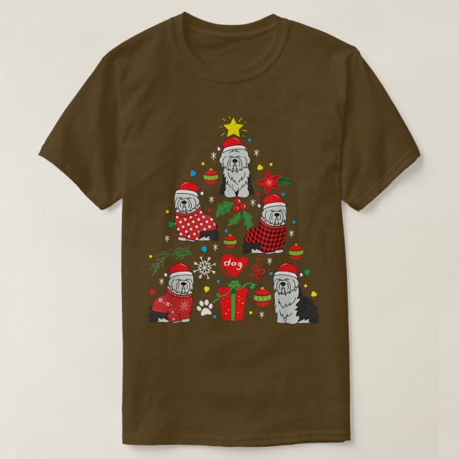 Camiseta Viejo Sheepdog Sheepie Christmas Tree XP (Diseño del anverso)