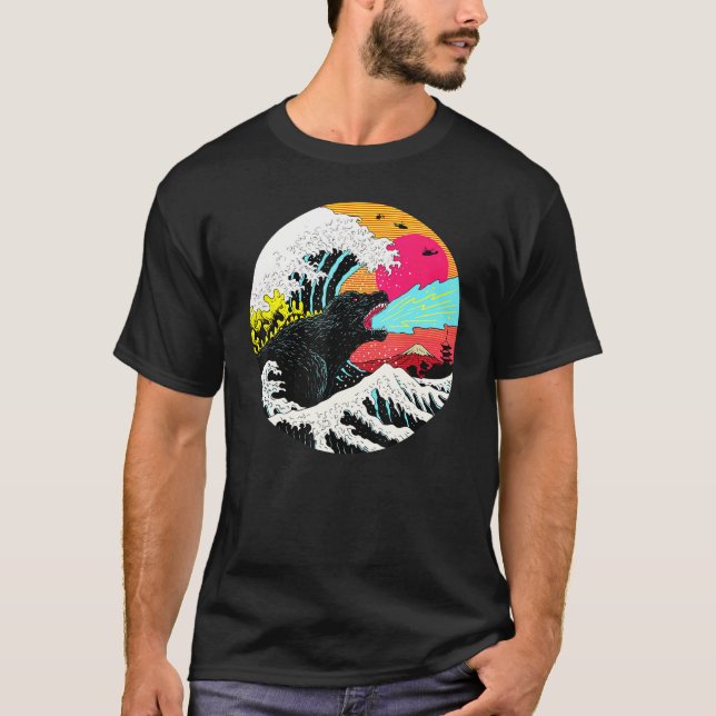Camiseta Viejo Tokio Tsunami Monte Fuji Sunset Monster Ja (Anverso)