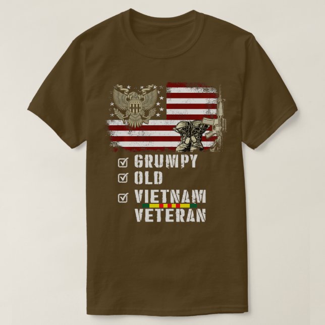 Camiseta Viejo Vietnam desordenado veterano estadounidense  (Diseño del anverso)