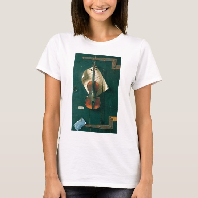 Camiseta Viejo violín por vida de William Michael Harnett (Anverso)